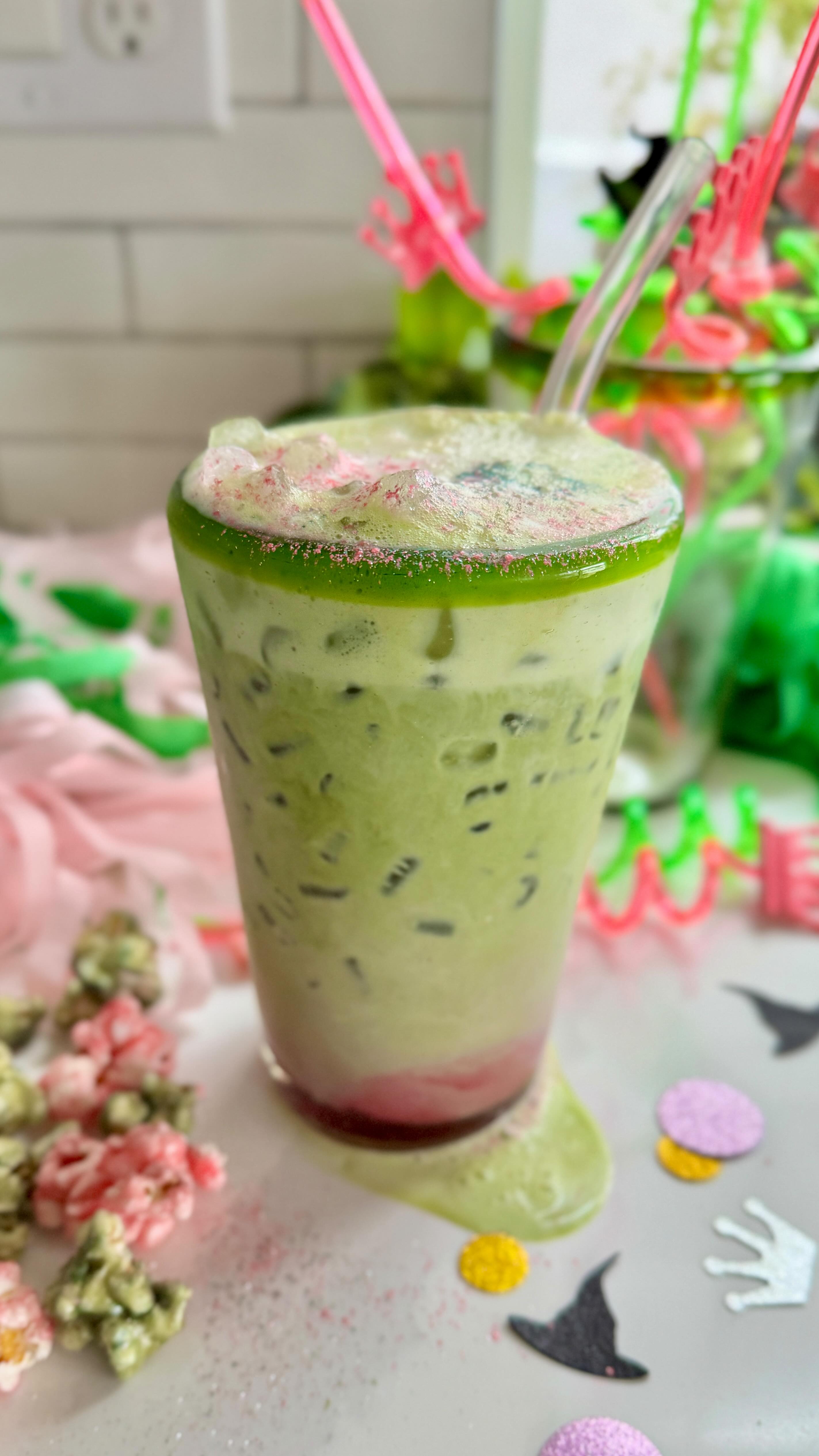 WICKED” Matcha Latte 💚👑🩷 
.
Because it wouldn’t be a “movie” launch day without coming up with a matcha latte to pair with it! Matcha + prickly pear syrup—the pairing that will have you “...dancing through life!”
.
And isn’t it fun that my bamboo matcha whisk looks quite a bit like a BROOM! 🧹 ✨ 💚 When are you going to see the movie? 🍿 
.
Comment: RECIPE for all the tasty details or follow that link in bio to find all the details over at @foodsocial.io!

https://foodsocial.io/recipe/wicked-matcha-latte-💚👑🩷/
@jadeleafematcha @brushfirefarms @organicvalley @wickedmovie