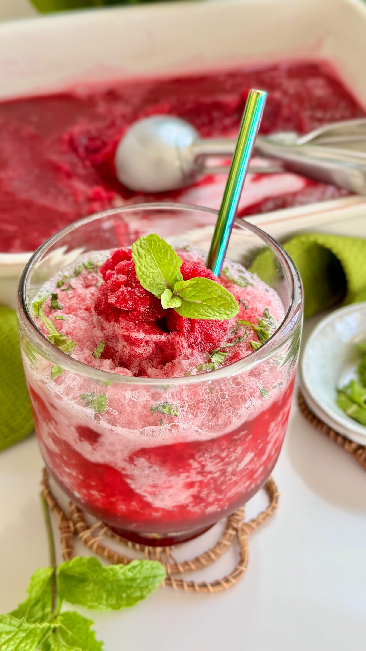 🌺 No ice cream maker. No fancy gadgets. Just a pot, a scoop, and a freezer. ☀️ Summer in every sip!!
.
my new Hibiscus Rhubarb Slush is the kind of old-fashioned recipe that proves the best things in the kitchen don’t need a single special tool.
.
Inspired by my late mother-in-law Patsy, who shared it with me over 36 years ago.
.
...the magic:
🍃 simmer rhubarb + hibiscus + sugar + water + vanilla paste & vanilla salt
🌸 strain through a fine mesh seive
❄️ freeze in a shallow pan overnight 
🍨 scoop into a glass (an ice cream scoop works great!) 
🫧 Top with sparkling water or lemon-lime soda + fresh mint 
.
That’s the whole gadget list: a pot and a scoop. Full recipe + Patsy’s story on the blog now!
.
🍹make this a grown up drink with a splash of vanilla vodka, just sayin!
.
 💕 Comment “RECIPE” and I’ll send the rcipe link straight to your DMs!
.
https://backporchpaleo.com/2026/06/05/hibiscus-rhubarb-slush-recipe/

@amsalt.co @nielsenmassey 

#summerrecipes #rhubarb #easyrecipe #oldfashionedrecipes #summerslush