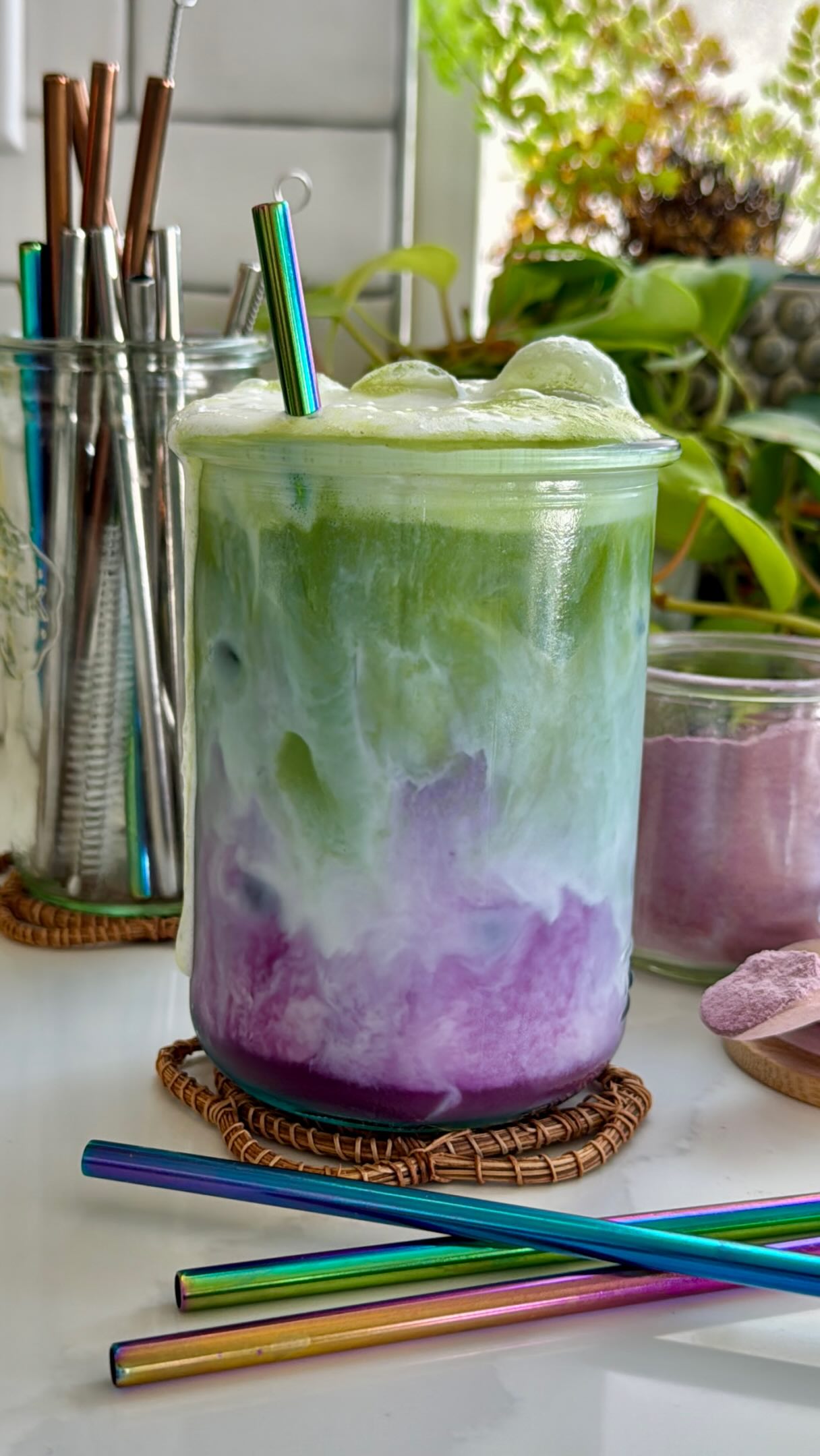 💜💚 POV: your latte is prettier than the coffee shop’s & is currently getting a LOT of attention over on my blog...for good reason! ⬇️💜💚 Living Life in COLOR!

Ube + ice spheres + milk + matcha = YUM!

5 minutes. Zero barista skills req’d!

No refined sugar - just two superfoods in a mason jar

Comment RECIPE and I’ll DM you the easy, peasy details! 📩

https://backporchpaleo.com/2026/06/01/ube-matcha-latte/

#icedmatcha #backporchpaleo #ubematchalatte #paleorecipes #ube